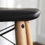 26" Mid Century Modern Faux Leather Solid Wood Metal Kitchen Counter Height Stool - Black