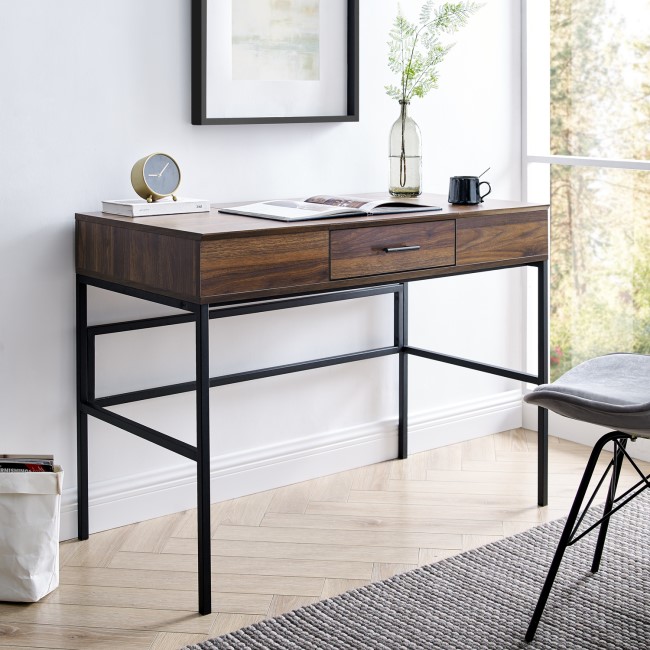 GRADE A1 - Lift Top Storage Desk with Tablet Holder - Dark Walnut