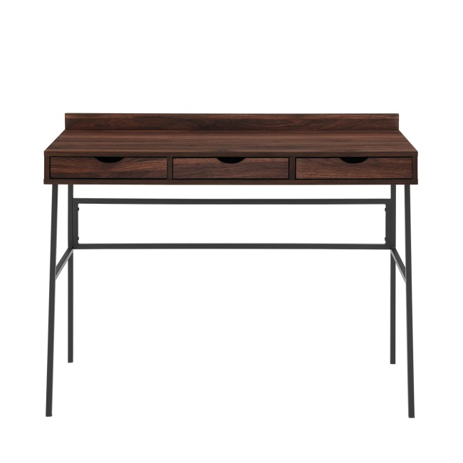 Dark Walnut Office Desk with 3 Slimline Drawers - Foster