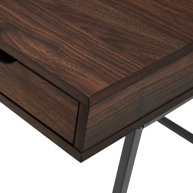 Dark Walnut Office Desk with 3 Slimline Drawers - Foster