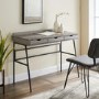 Grey Wooden Office Desk with 3 Slimline Drawers - Foster