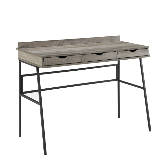 Grey Wooden Office Desk with 3 Slimline Drawers - Foster