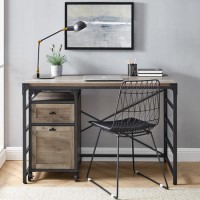 Industrial Wooden Desk with Drawer and Filing Cabinet - Foster