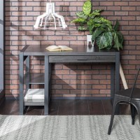 Charcoal Grey Wooden Office Desk with Slimline Drawer - Foster