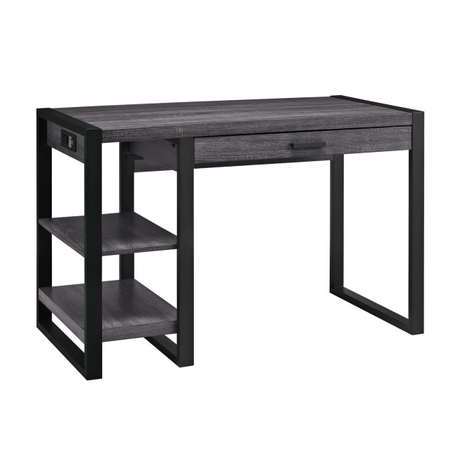 Charcoal Grey Wooden Office Desk with Slimline Drawer - Foster