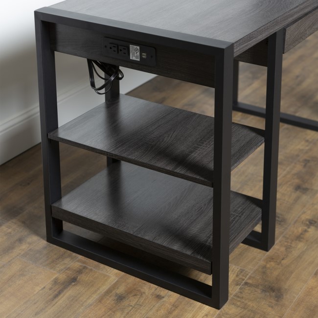 Charcoal Grey Wooden Office Desk with Slimline Drawer - Foster