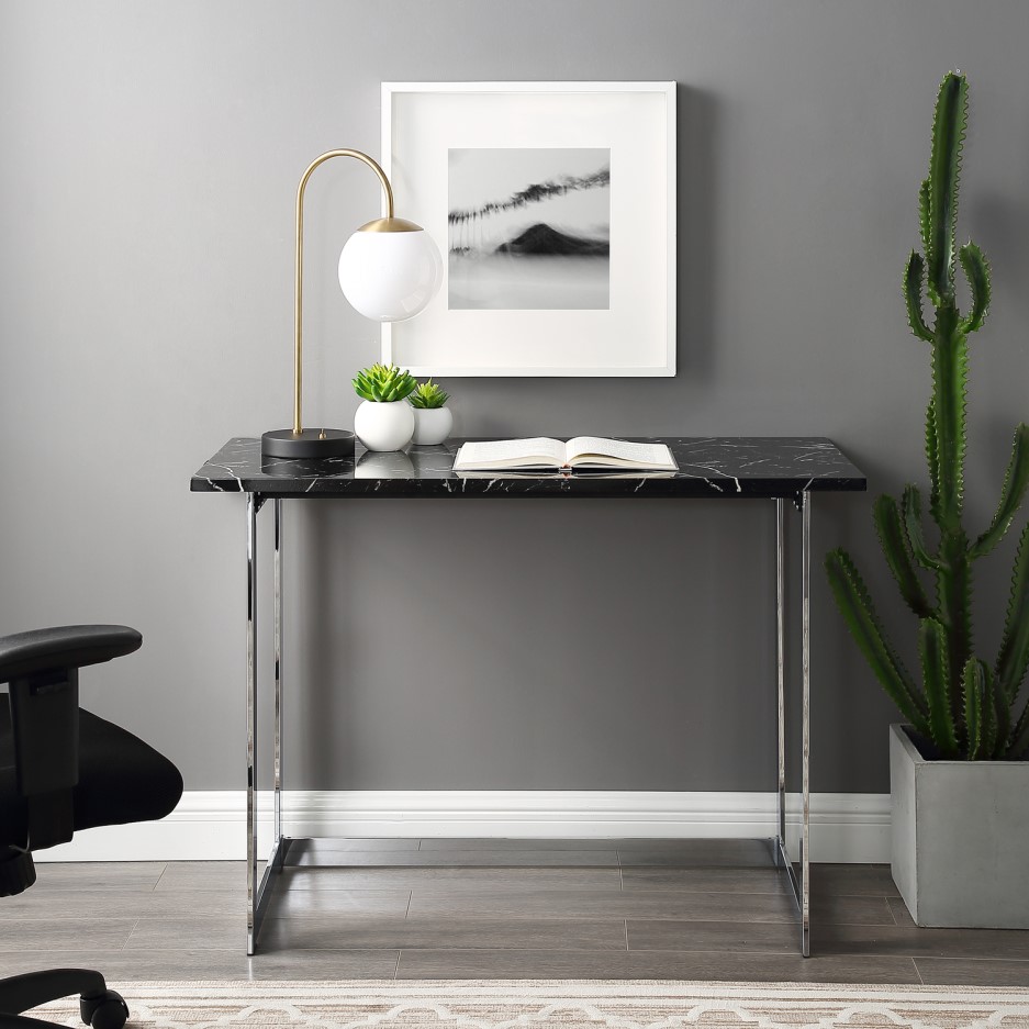 Modern Faux Marble Computer Desk Black Marble Furniture123