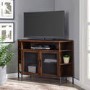 Industrial Mesh Door Corner TV Unit - Dark Walnut