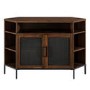 Industrial Mesh Door Corner TV Unit - Dark Walnut