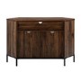 Industrial Mesh Door Corner TV Unit - Dark Walnut