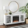 52" Wood Fireplace TV Console with Metal Legs - White