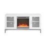 52" Wood Fireplace TV Console with Metal Legs - White