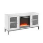 52" Wood Fireplace TV Console with Metal Legs - White
