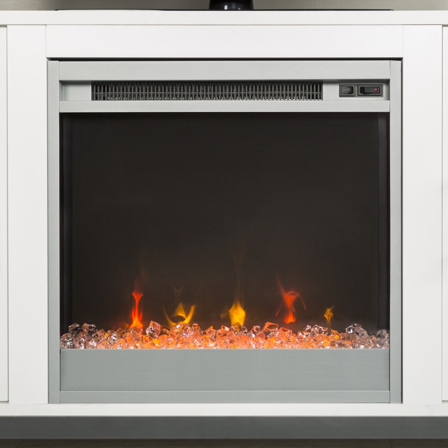 52" Wood Fireplace TV Console with Metal Legs - White