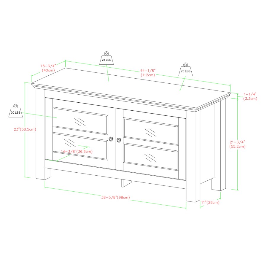 44" Wood TV Stand - Brown
