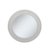 Kamala Washed Grey Wood Round Wall Mirror Small