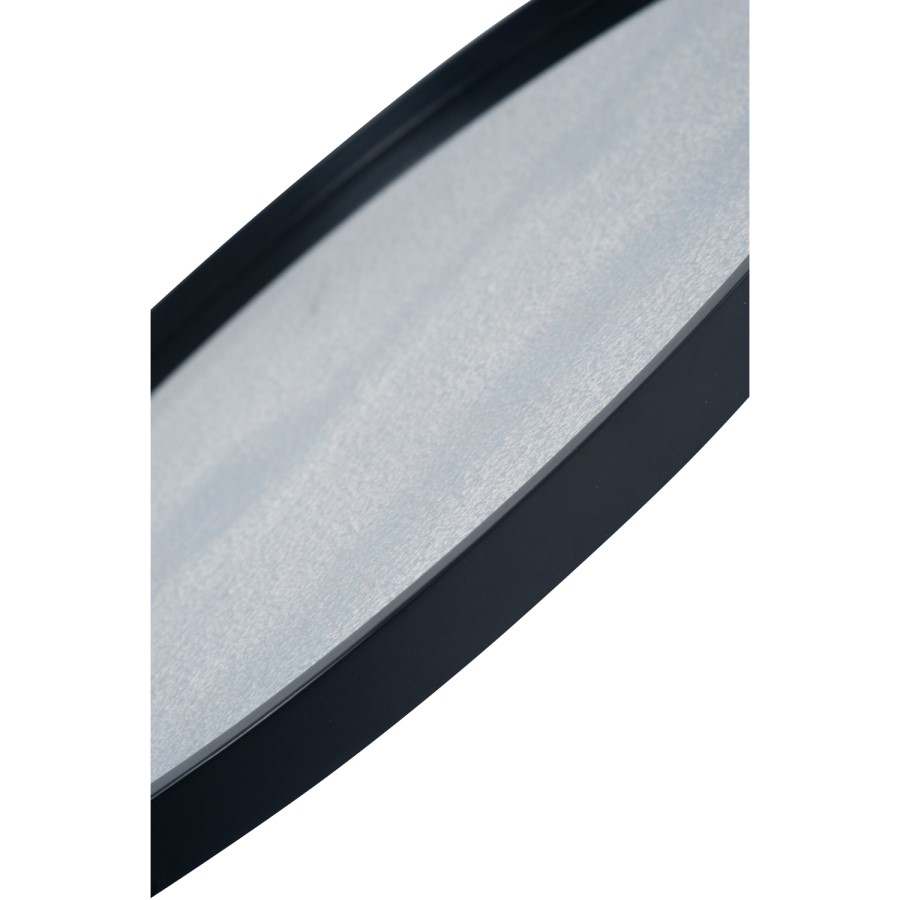 GRADE A1 - Reid Matt Black Wood Round Mirror With Foxed Glass