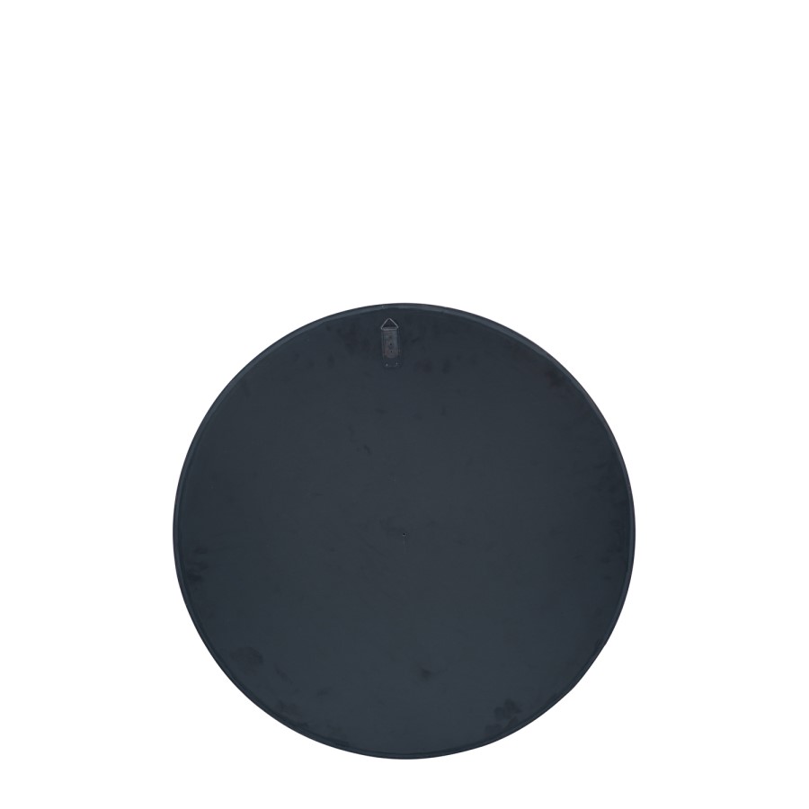 GRADE A1 - Reid Matt Black Wood Round Mirror With Foxed Glass