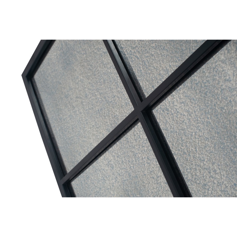 Cody Matt Black Metal 6 Pane Mirror with Foxed Glass