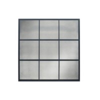 Cody Matt Black Metal 9 Pane Mirror with Foxed Glass