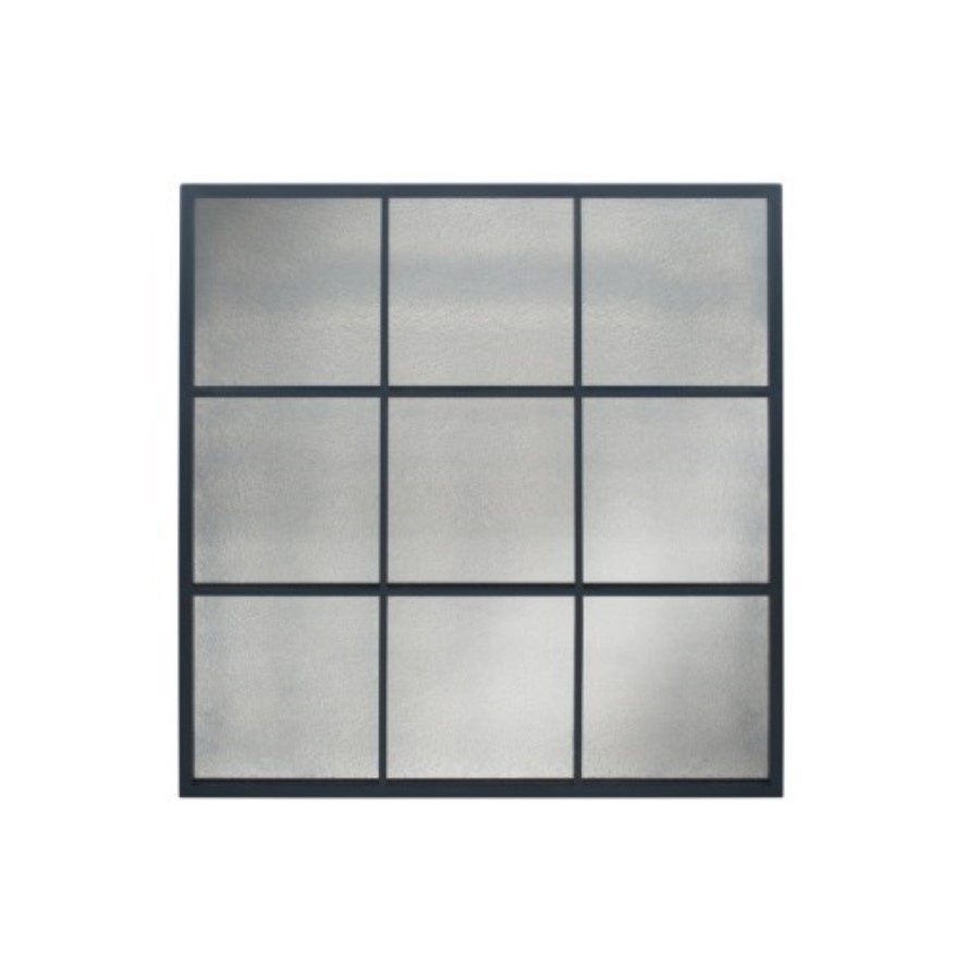 Cody Matt Black Metal 9 Pane Mirror with Foxed Glass