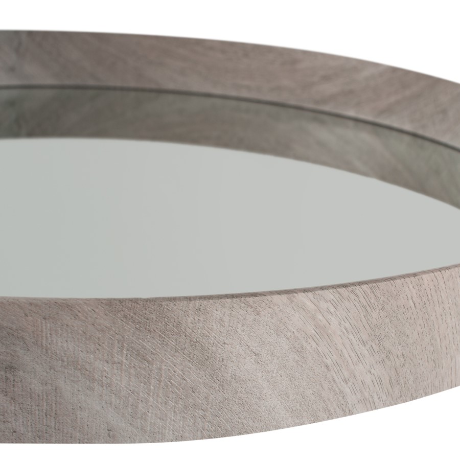 Kamala Grey Oak Round Wall Mirror