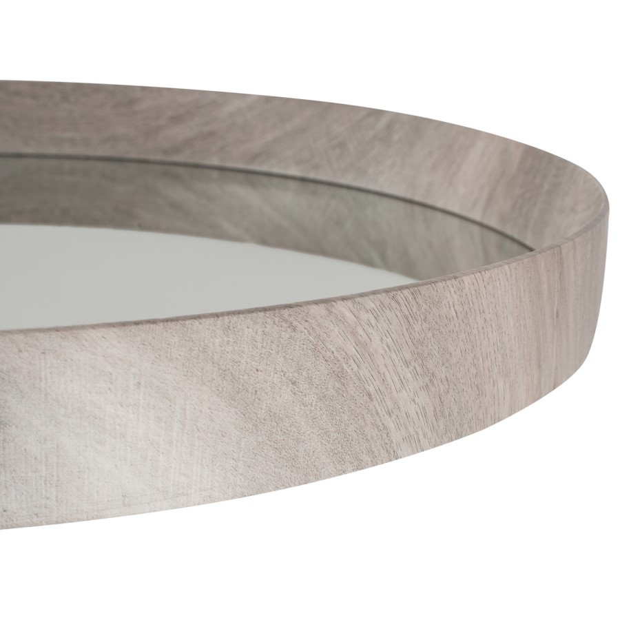 Kamala Grey Oak Round Wall Mirror