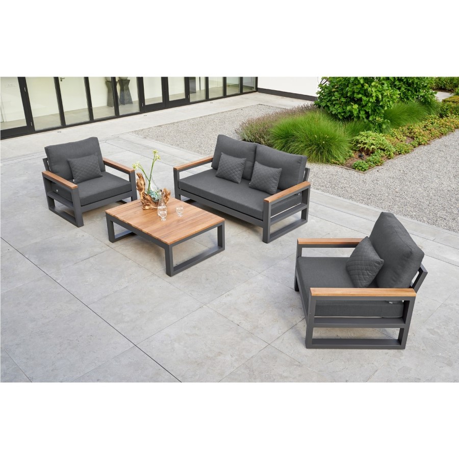 Metal Grey Garden Sofa, Chairs and Coffee Table Set