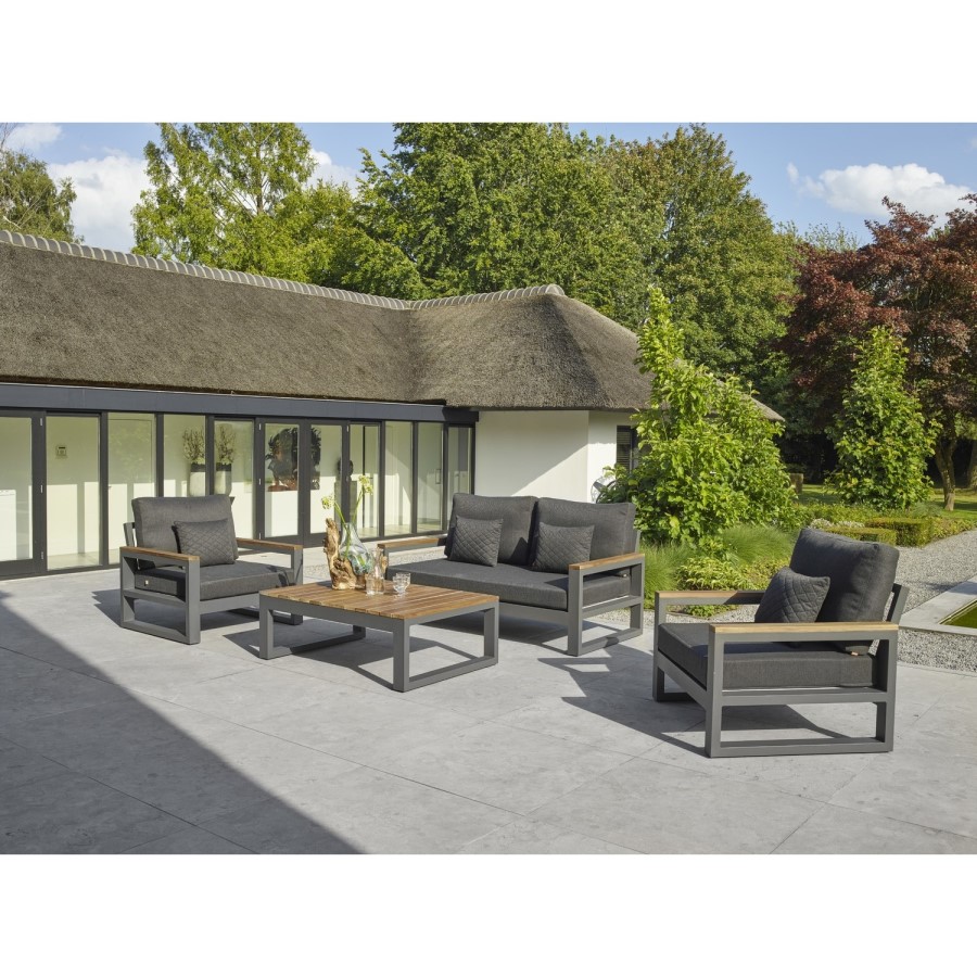 Metal Grey Garden Sofa, Chairs and Coffee Table Set