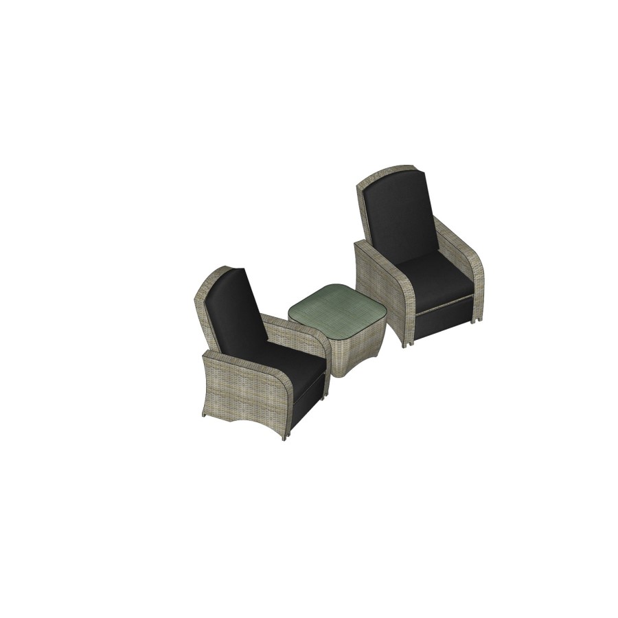 Grey Garden Reclining Armchairs with Table Set - Diva