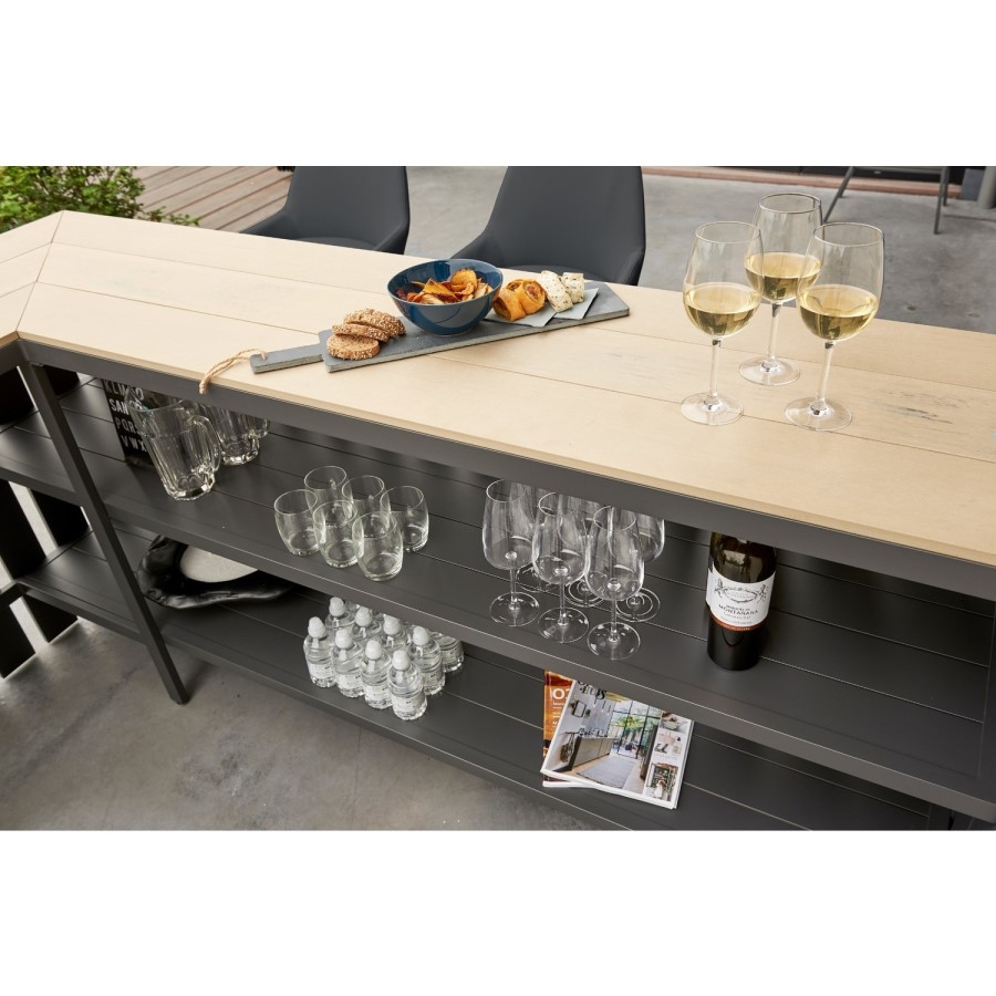 Fiji Grey Outdoor Bar with Teak Top