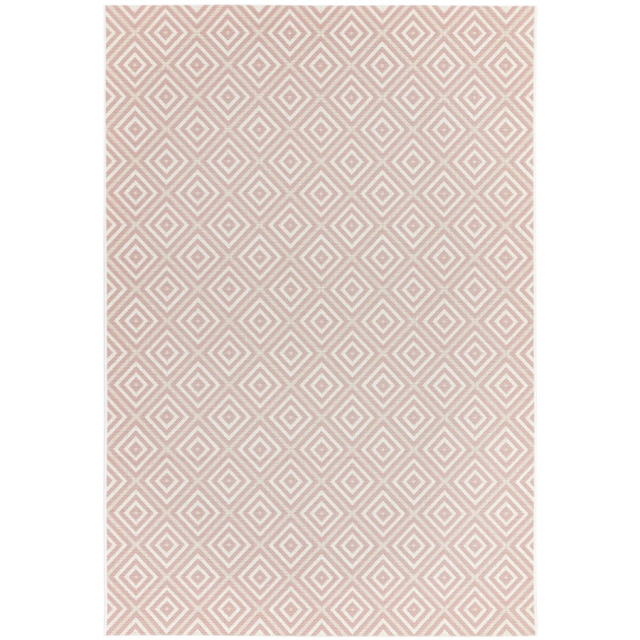 Patio Indoor/Outdoor Pink & White Diamond Rug - 200x290