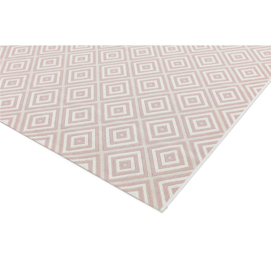 Patio Indoor/Outdoor Pink & White Diamond Rug - 200x290