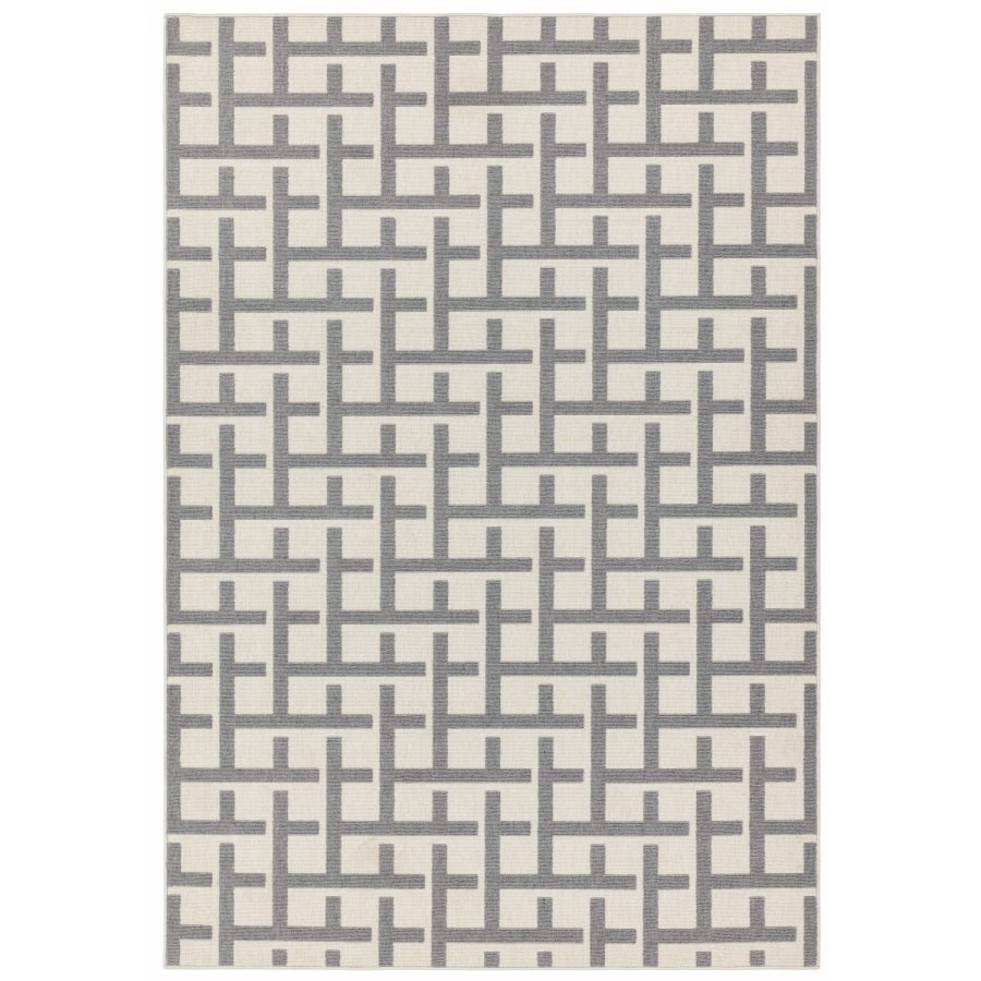 Antibes Indoor/Outdoor Textured Grey and White Rug - 200x290cm