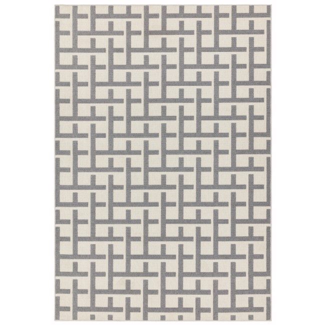 Antibes Indoor/Outdoor Textured Grey and White Rug - 200x290cm
