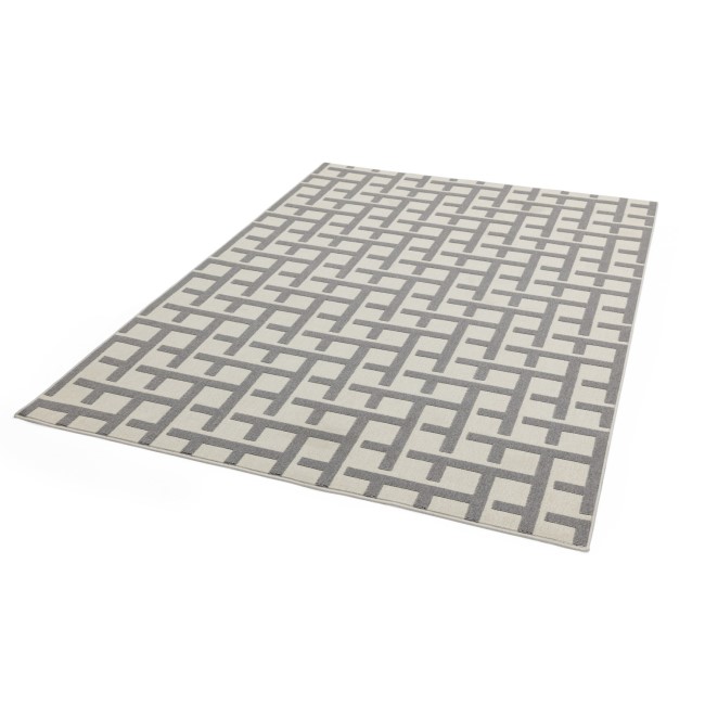 Antibes Indoor/Outdoor Textured Grey and White Rug - 200x290cm