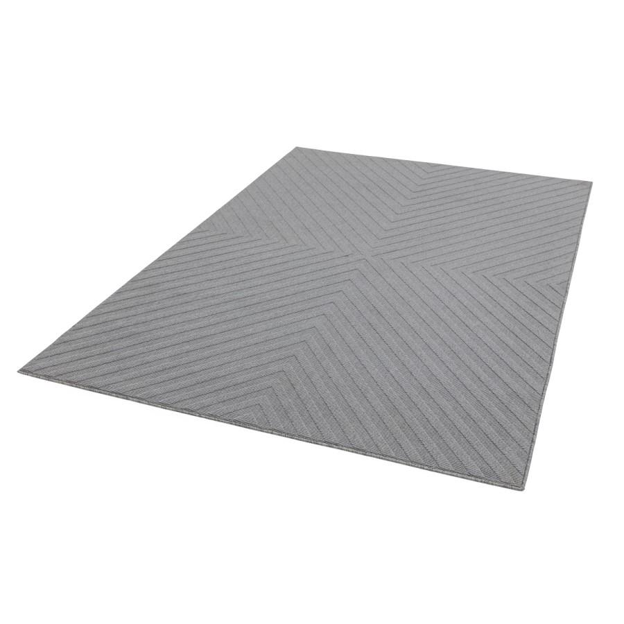 Antibes Indoor/Outdoor Arrow Textured Grey Rug - 200x290cm