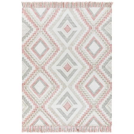 Carlton Indoor/Outdoor Textured Pink & Grey Rug - 200x290cm - Furniture123