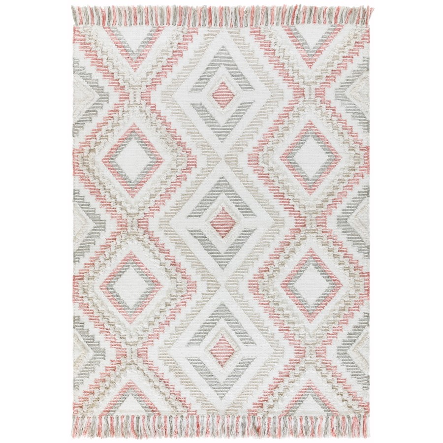 Carlton Indoor/Outdoor Textured Pink & Grey Rug - 200x290cm