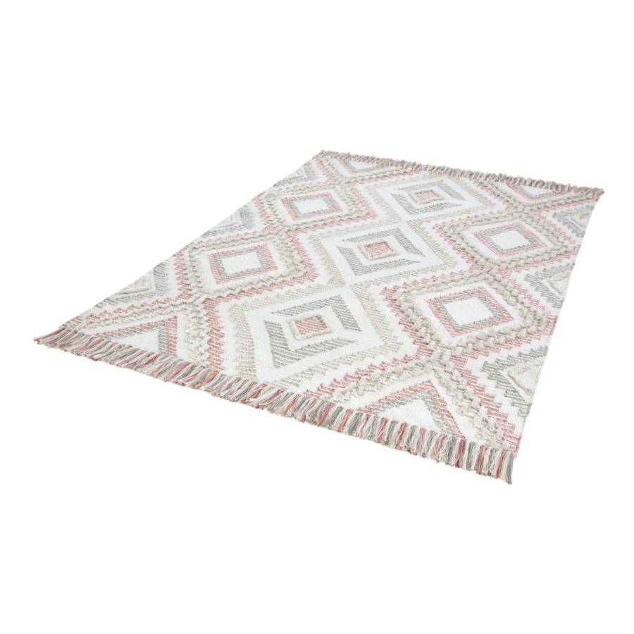 Carlton Indoor/Outdoor Textured Pink & Grey Rug - 200x290cm