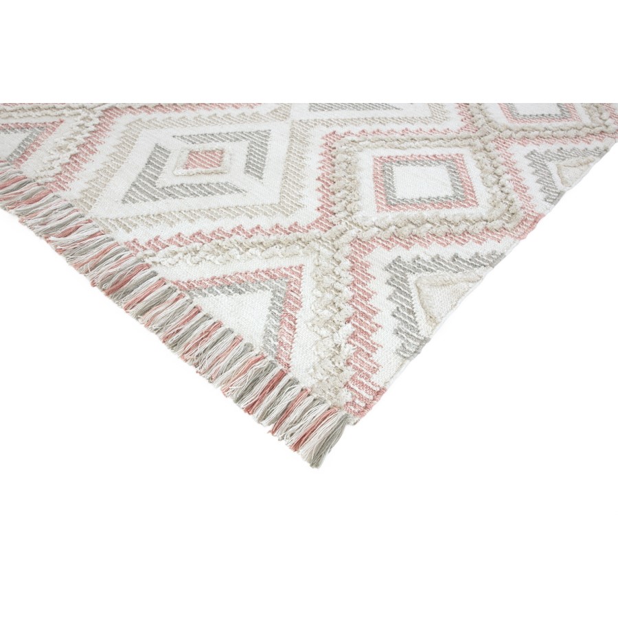 Carlton Indoor/Outdoor Textured Pink & Grey Rug - 200x290cm
