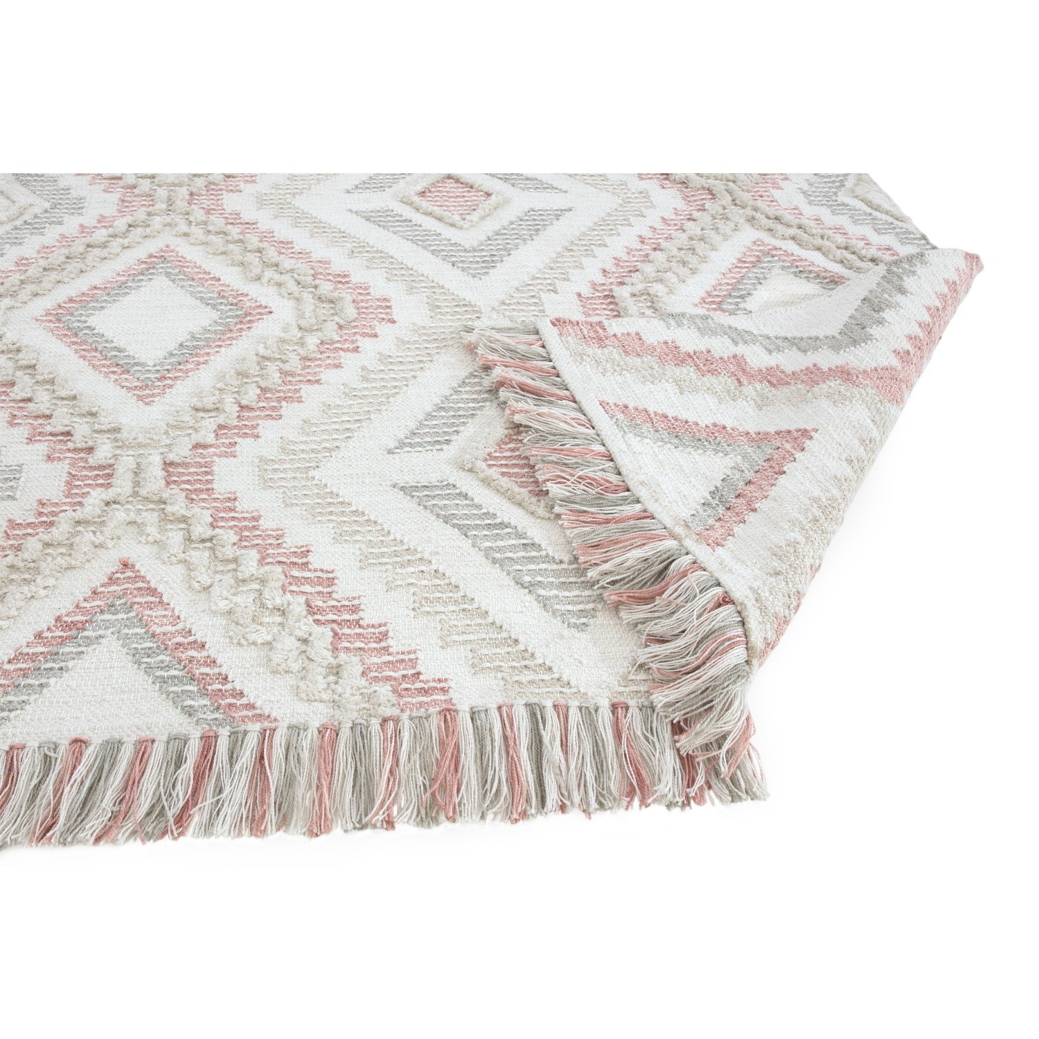 Carlton Indoor/Outdoor Textured Pink & Grey Rug - 200x290cm - Furniture123
