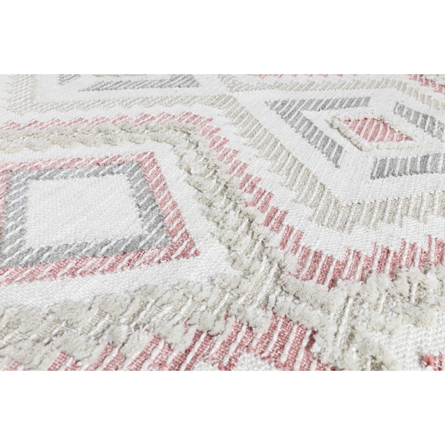 Carlton Indoor/Outdoor Textured Pink & Grey Rug - 200x290cm