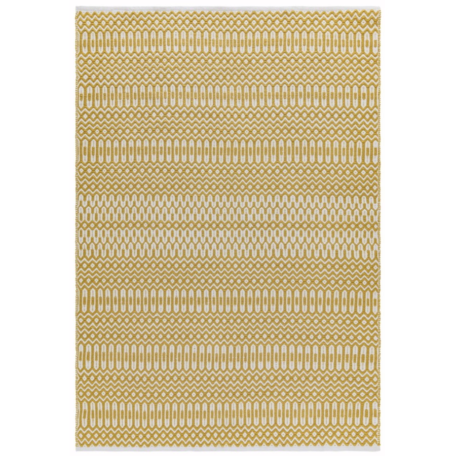 Halsey Indoor/Outdoor Mustard & White Geometric Patterned Rug - 200x290cm