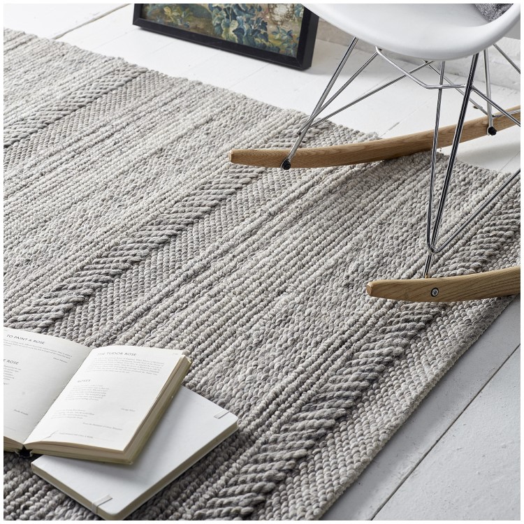 Wool Chunky Knit Grey Rug - 170 x 120 cm - Ripley