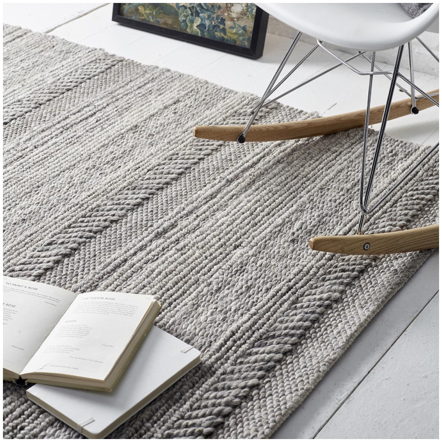 Wool Chunky Knit Grey Rug - 170 x 120 cm - Ripley