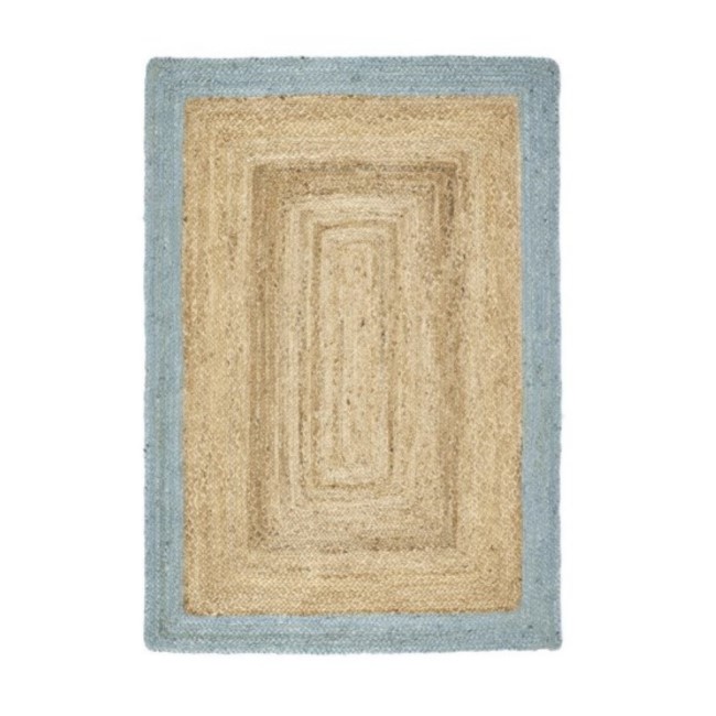 Ripley Natural Jute Rug with Blue Border - 160x230cm
