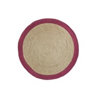 Ripley Natural Jute Round Rug with Pink Border - 150x150cm