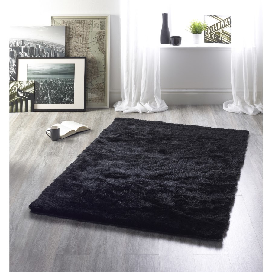 Black Shaggy Rug - 170x120cm - Ripley