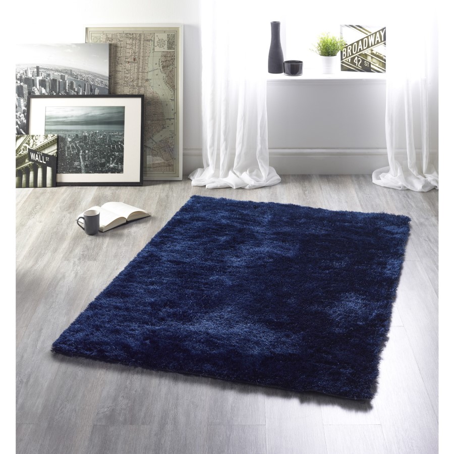Navy Shaggy Rug - 170x120cm - Ripley